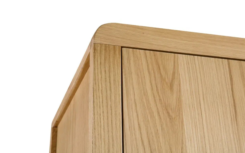 Curve Natural Oak Wood Double Wardrobe